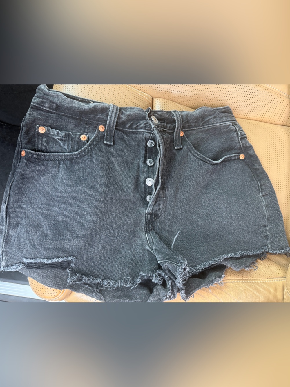 Levi's Black High-Rise Button-Fly Denim Cutoff Shorts